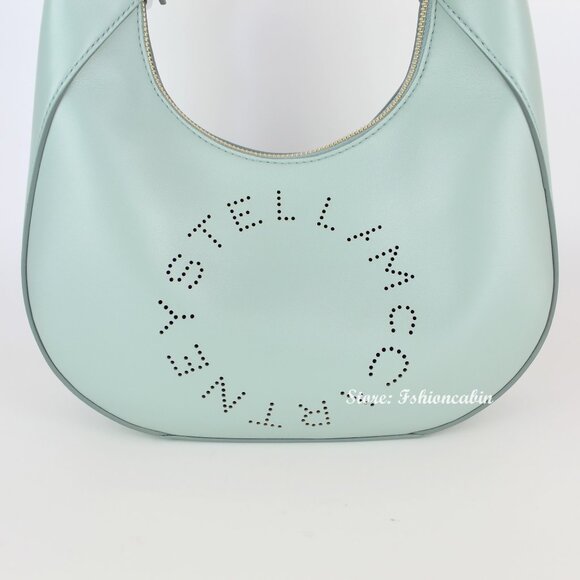 NEW STELLA MCCARTNEY Hobo Bag– Logo, Vegan Leather, Mint Green Shoulder Bag - Picture 9 of 16